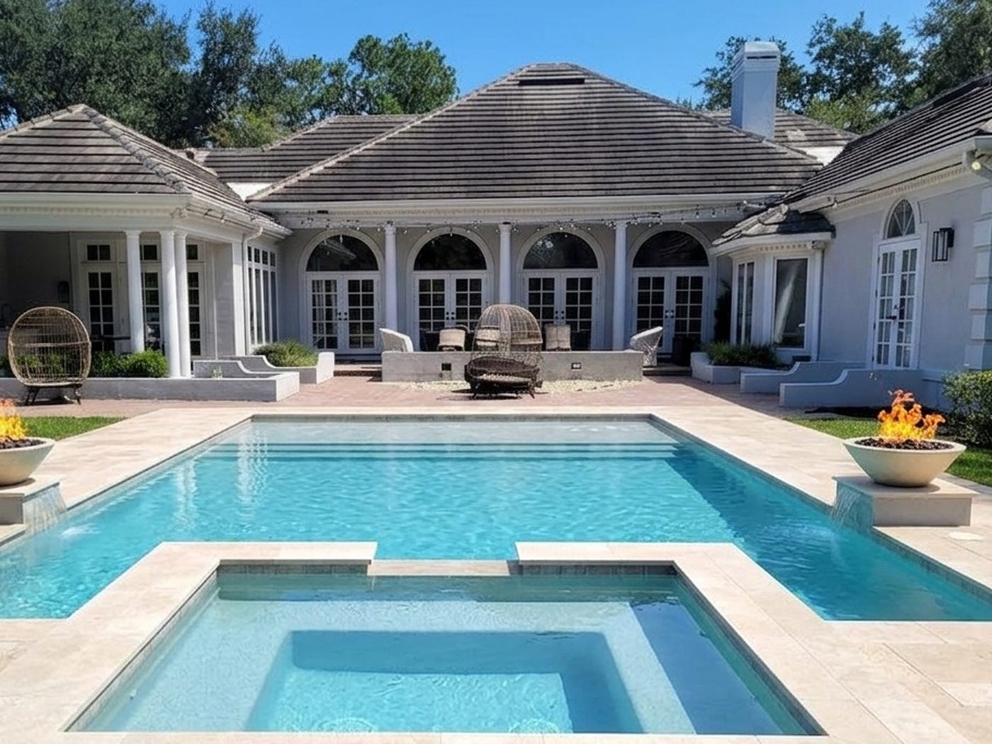 A second backyard with a pool added by PoolCast AI